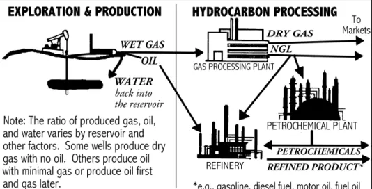 Figure 1-1:  Petroleum Production and Processing Schematic 