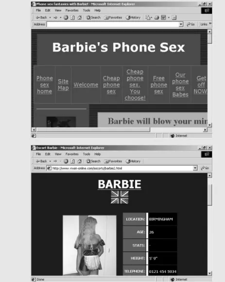 Figure 1-1. Internet sites use the Barbie name and image to solicit customers.