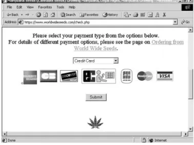 Figure 1-7. This site displays logos for payment types accepted for the purchase of marijuana seeds.
