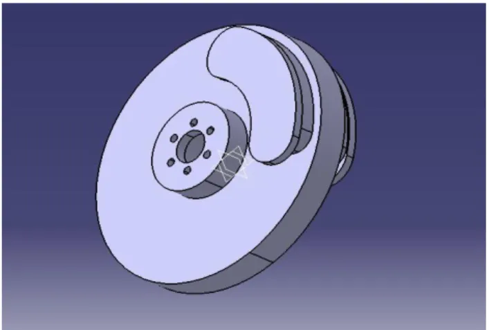 Figure 4.1 Disc brake geometry on CATIA V6  Disc brake geometry modelling on SOLIDWORKS 