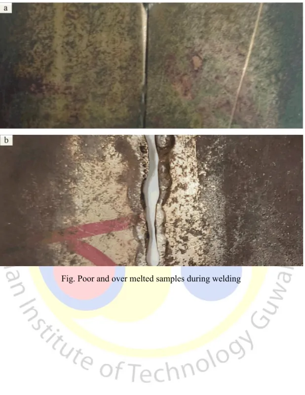 Fig. Poor and over melted samples during welding 