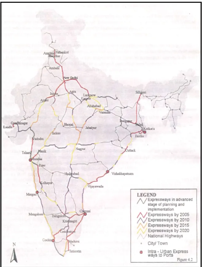 Figure 1.3 Proposed expressways network in India to be completed by  2020(MoRTH, 2014) 