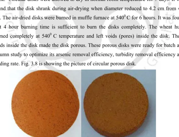 Fig. 3.8. Circular porous disk (CPD) made of red soil with 1 cm depth and approx 4.2cm  diameter