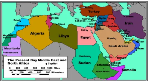 Figure I: Map of Independent nation-states in the Middle East and North Africa  (source http://www.library.illinois.edu/ias/middleeasterncollection/countries.html)