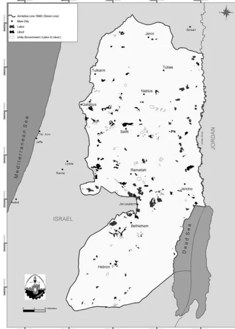 FIGURE 4.4 Israeli settlements in the West Bank and their master plans