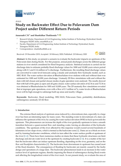 Study On Backwater Effect Due To Polavaram Dam Project Under Different 