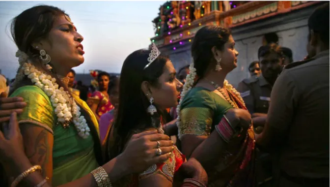 Figure 7. Transgender people from all over the world visit the Koothandavar temple 
