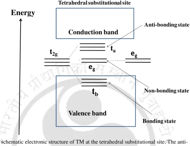 Fig. 1.15 A schematic electronic structure of TM at the tetrahedral substitutional site