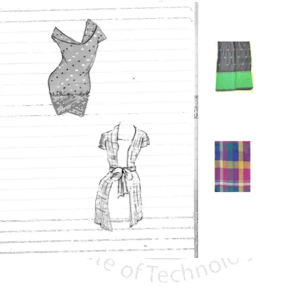 Fig  8.  Design ideas explored in the field visits with observation of ethnic fabric and  pattern and how they may be converted into day to day apparel use