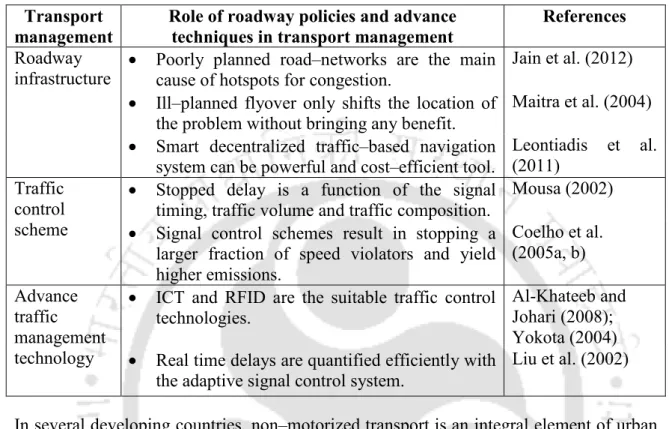 Table 2.2 Effects of policies and ICTs on traffic–flow management  Transport 