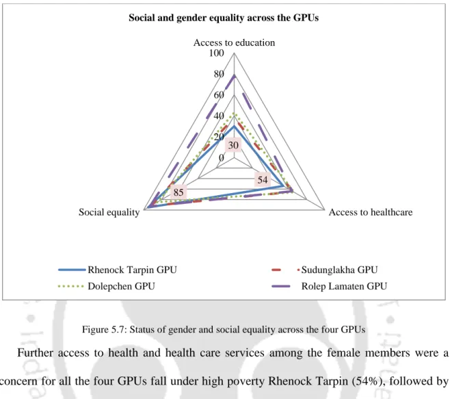 Figure 5.7: Status of gender and social equality across the four GPUs 