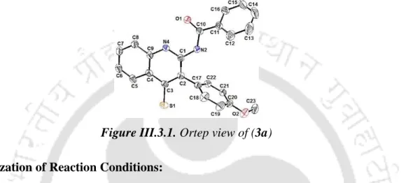Figure III.3.1. Ortep view of (3a)  Optimization of Reaction Conditions:  