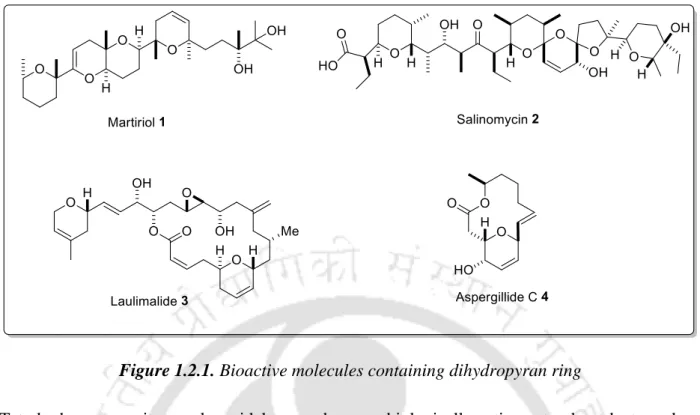 Figure 1.2.1. Bioactive molecules containing dihydropyran ring 