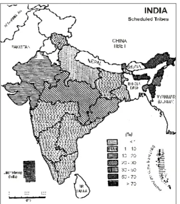 Fig. 3. India-Scheduled Tribes in per cent to the Total Population 