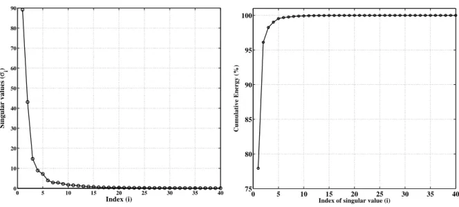 Figure 3.1: The magnitude of singular values for “Cow” sequence