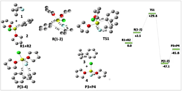 Figure 5: Optimized structures and energy profile diagram for scheme 3 