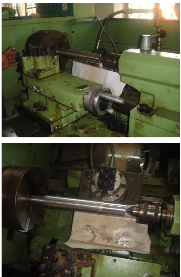 Fig a (attached W/P in chuck)     Fig. b (tool, dynamometer and W/P assembly) Fig a 