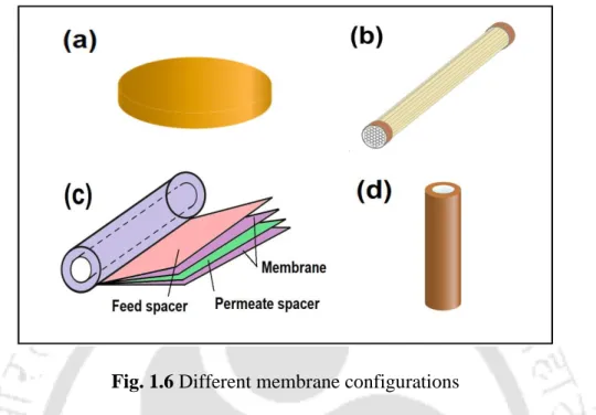 Fig. 1.6 Different membrane configurations 