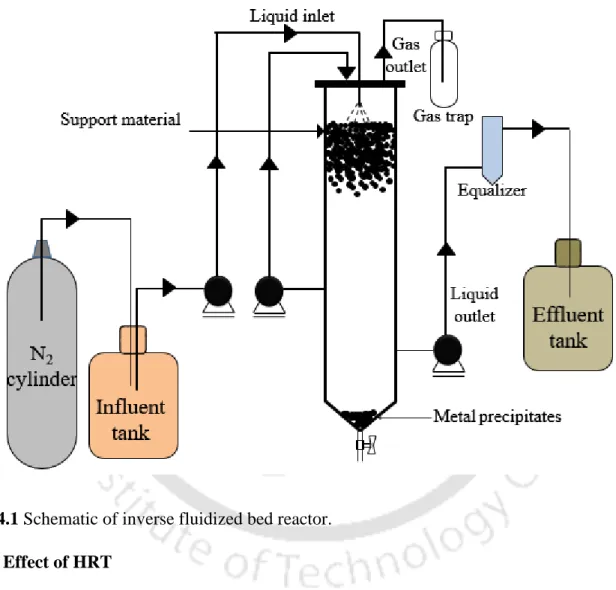 Fig. 4.1 Schematic of inverse fluidized bed reactor. 