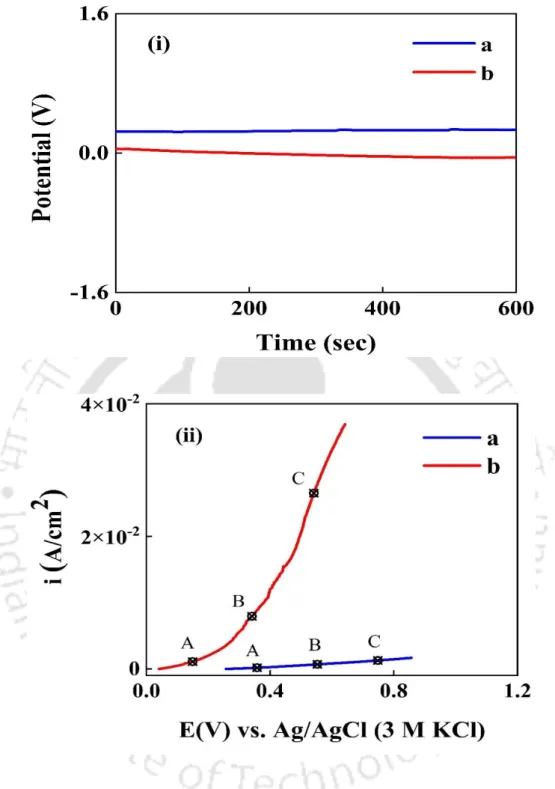 Figure 4.4. 1(i) OCP and (ii) Anodic polarization in (a) 1 wt.% H 2 O 2  and (b) 1 wt.% 