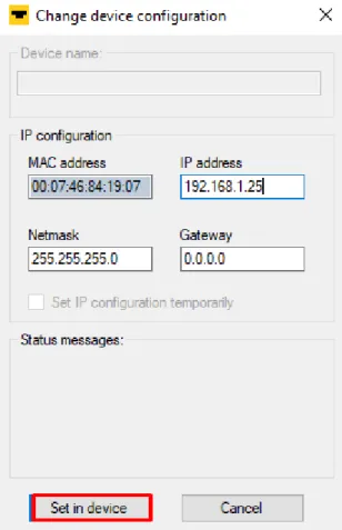 Fig. 2: Setting the IP address