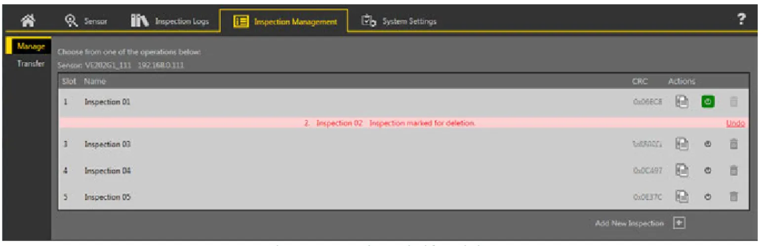 Figure 32. Inspection Marked for Deletion 4. Click to another tab to delete the inspection, or click Undo to keep the inspection.