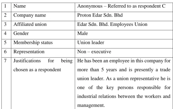 Table 4.3: Respondent C 
