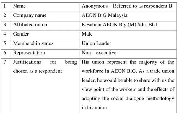 Table 4.2: Respondent B 