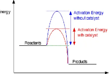 Figure 1.1: Energy versus Progress of reaction with catalyst 