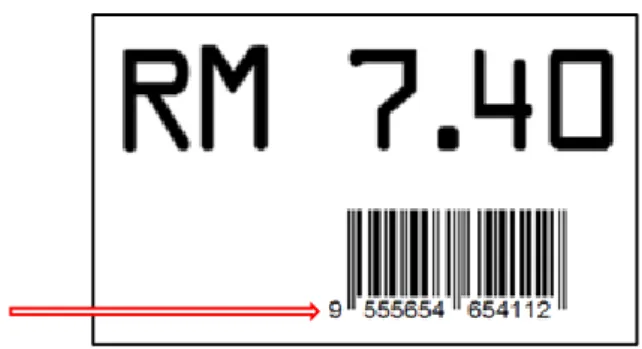 Figure 3-1-2 Example of Barcode for Product Code Retrieval  iii)  The price retrieval (OCR step) 