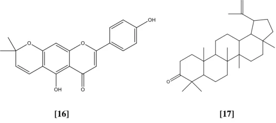 Figure 2.10: Molecular structure of chemical constituents isolated from            Calophyllum symingtonianum (continued) 