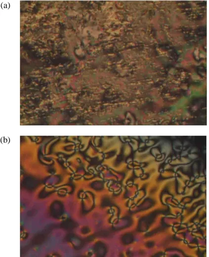 Figure 4.18: (a) Optical photomicrograph of 10DMABAA exhibiting nematic                   phase with marble and homeotropic textures during cooling                    cycle