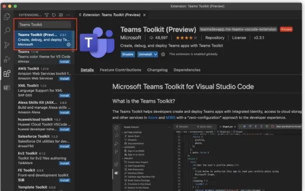 Figure 3.6 To Install Teams Toolkit Extension in VS Code 