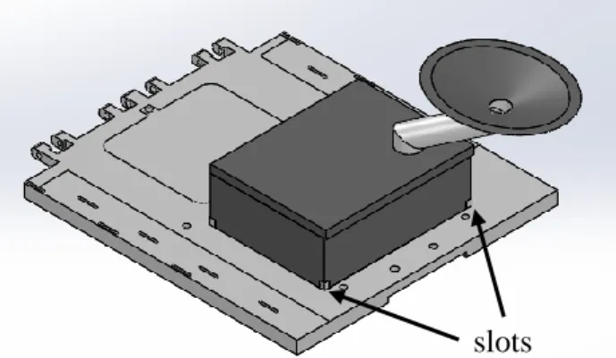 Figure 3.28: Storage tank fits into the slots on the robot platform 