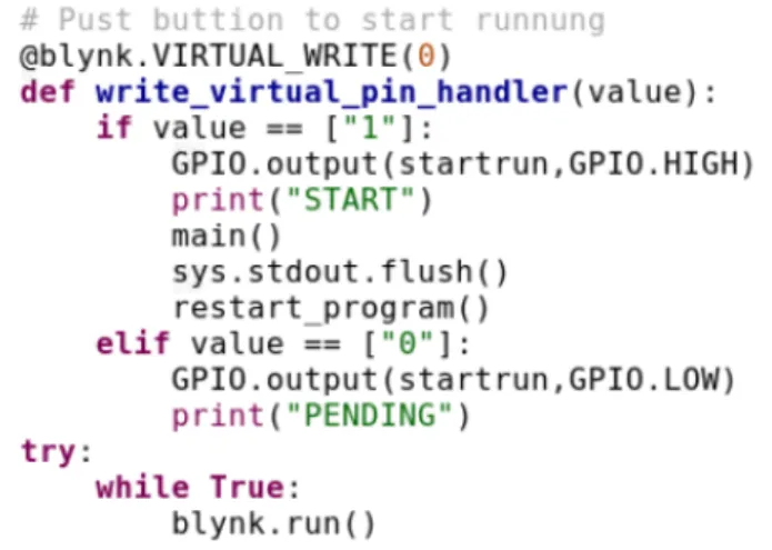 Figure 3.12: Command line to sync Raspberry Pi with the Blynk Cloud 