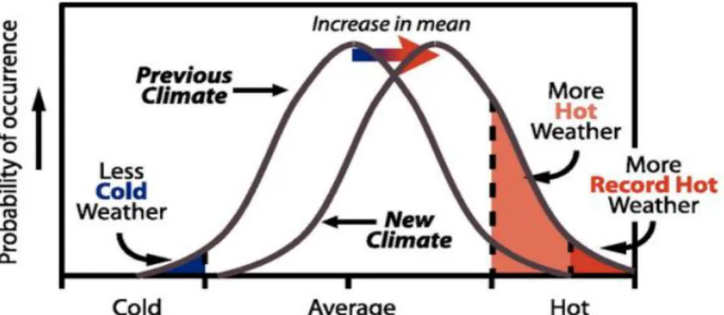 Figure 1.1 Birth of a new climate due to global warming  (Source: WMO, 2013) 