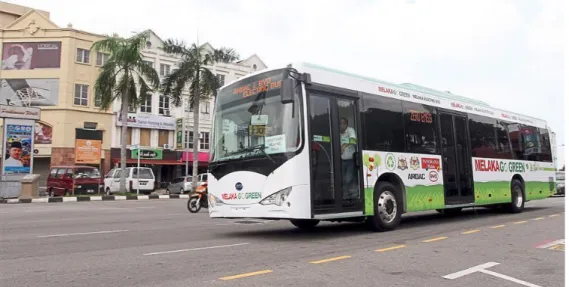 Figure 2.5: First electric bus in Melaka (The Star, 2015)     