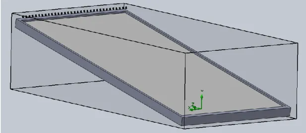 Figure 2: PV panel and water outlet setup for simulation in Solidworks. 