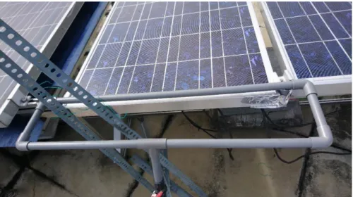 Figure 10: Setup of the water outlet pipe above the PV panel. 