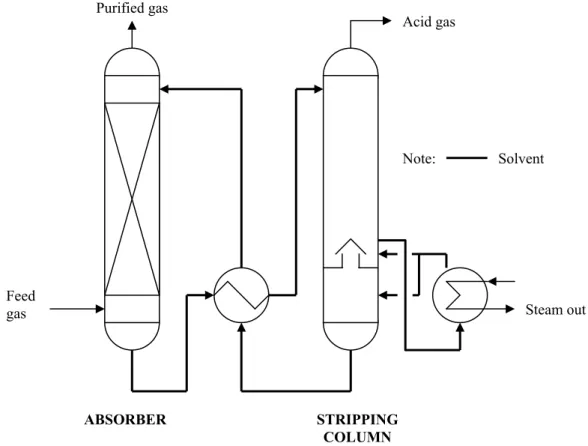 Figure 2.1 Basic Scheme of absorption-stripping process 