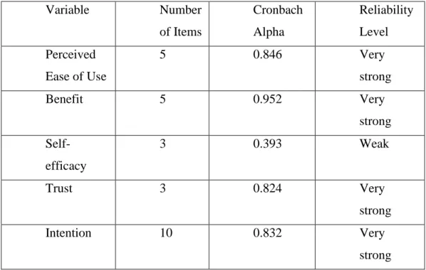 Table 3.4.2: Pilot test Result 