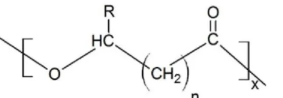 Figure 2.1: Structure of Polyhydroxyalkanoates (PHA) (Lee, 1996a). 