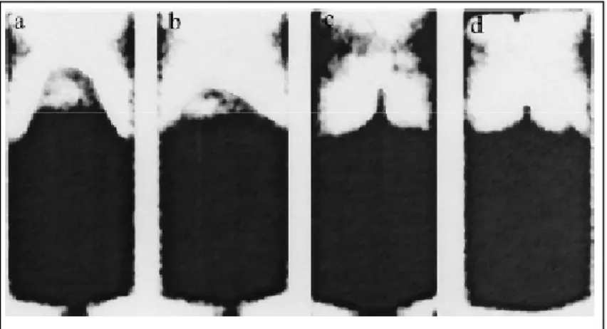 Figure 2.3 X-Ray images of bubble bursting at iron melt surface [2]