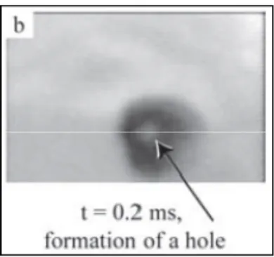 Figure 4.3 Formation of hole during bubble film breakage