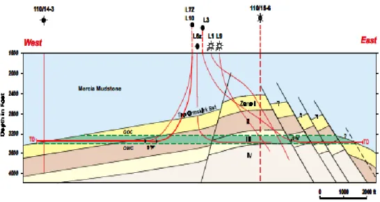 Figure 1: Reservoir cross section of L-Field (Yaliz et al., 2002) 