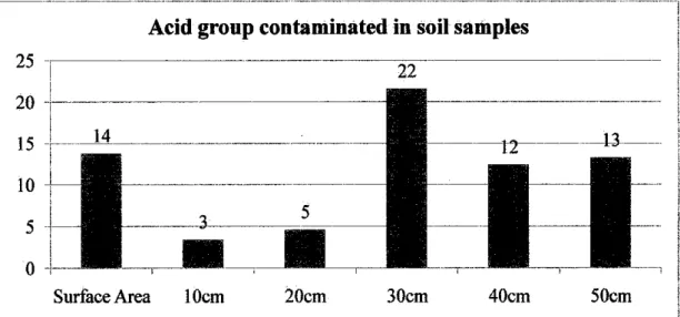 Figure 4.16: Percentage of acid group contaminated in the soil samples 