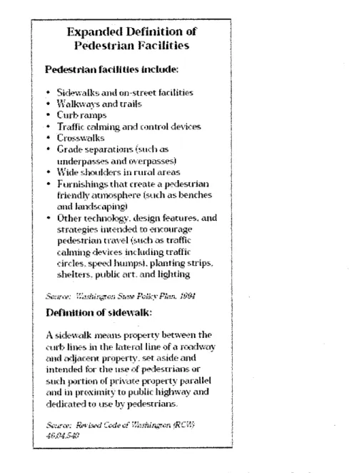 Figure 2-2: Comparison between the expanded definition ofpedestrianfacilities and definition ofa sidewalk
