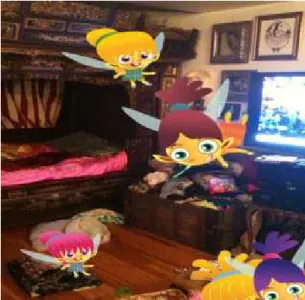 Figure 13 : AR game that makes the users collect virtual fairies in real environment  (Inbar, 2013) 