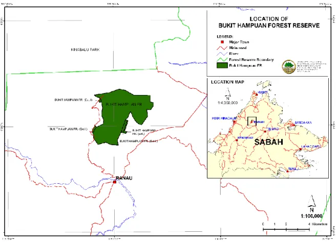 Figure 1. Location of Bukit Hampuan Forest Reserve. 