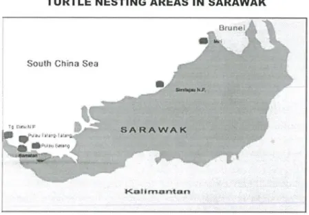 Figure  1:  Turtle nesting areas in Sarawak